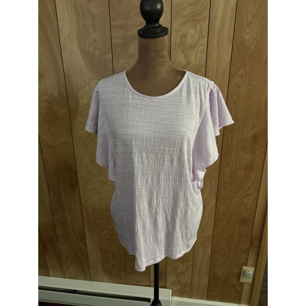Nine West Women's Ruffle Sleeve Knit Top Light Purple Size M